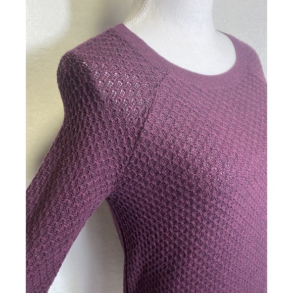 American Eagle Women's Maroon Open Knit Weave 1/4 Back Zipper Sweater Size S VTG - Picture 3 of 12